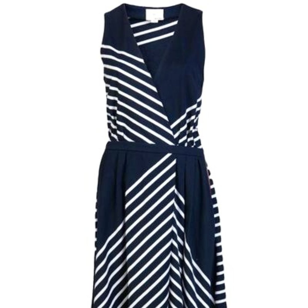 Striped Sleeveless Asymmetrical Dress - Picture 2 of 7